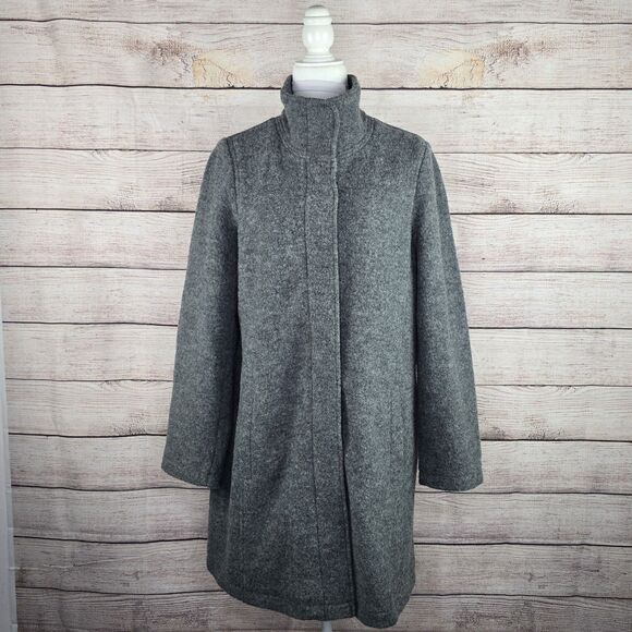 Vintage L.L. Bean Women's Bellandi Italian Boiled Wool Coat Grey Large Petite - Picture 1 of 8